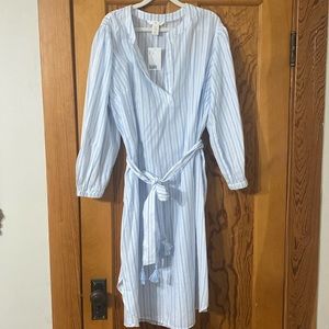 Tie belt dress -  calf length